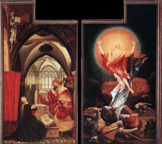 Matthias  Grunewald Annunciation and Resurrection oil painting picture
